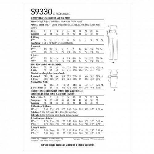Simplicity Sewing Pattern 9330, Jumpsuits, Dresses for Women, H5 (6-8-10-12-14) - Intermediate