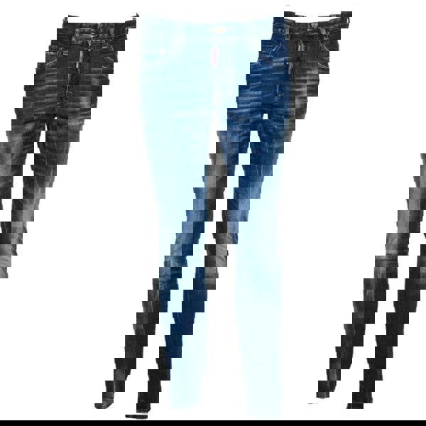 DSquared2 Mens Denim Leather Badge Skater Jeans - Navy Blue