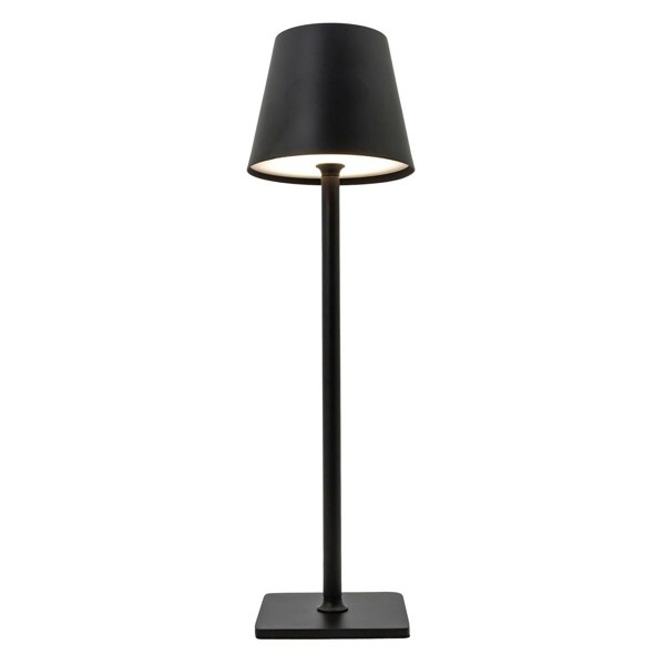 Tall Black Rechargeable Touch Dimmable Table Lamp with Metal Shade Image 1