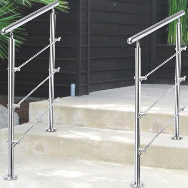 Silver Floor Mount Stainless Steel Handrail for Slopes and Stairs Living and Home