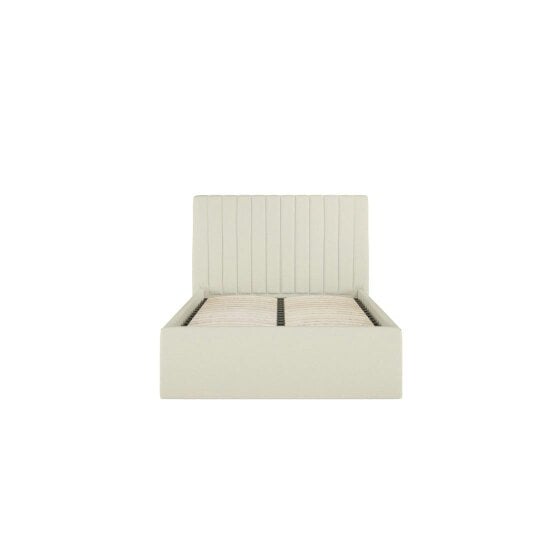 Wyld Haus Dublin Cream Upholstered 3ft Single Ottoman Bed with Tall Ribbed Headboard