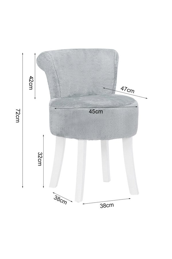 Living and Home Modern Plush Upholstered Dressing Footstool with White Legs