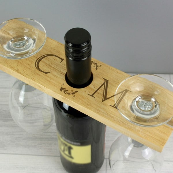 Personalised Memento Company Personalised 'Initials' Wine Glass & Bottle Holder