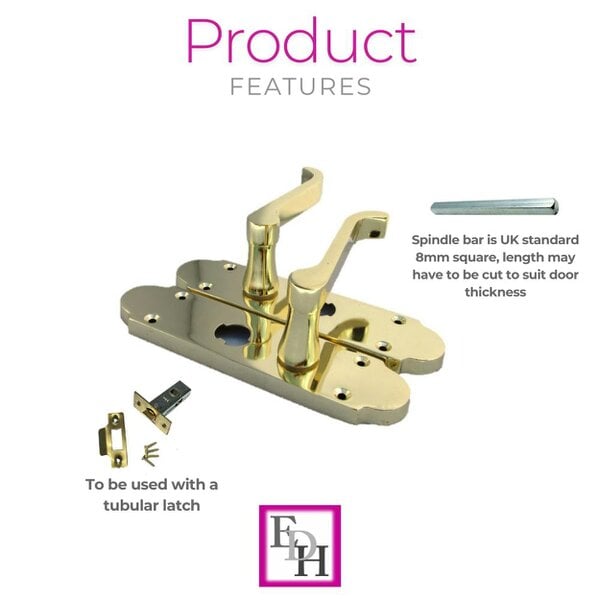 EDH Door Hardware Epsom Victorian Scroll Brass Plated Privacy Bathroom Modern Door Handles 2 Pairs