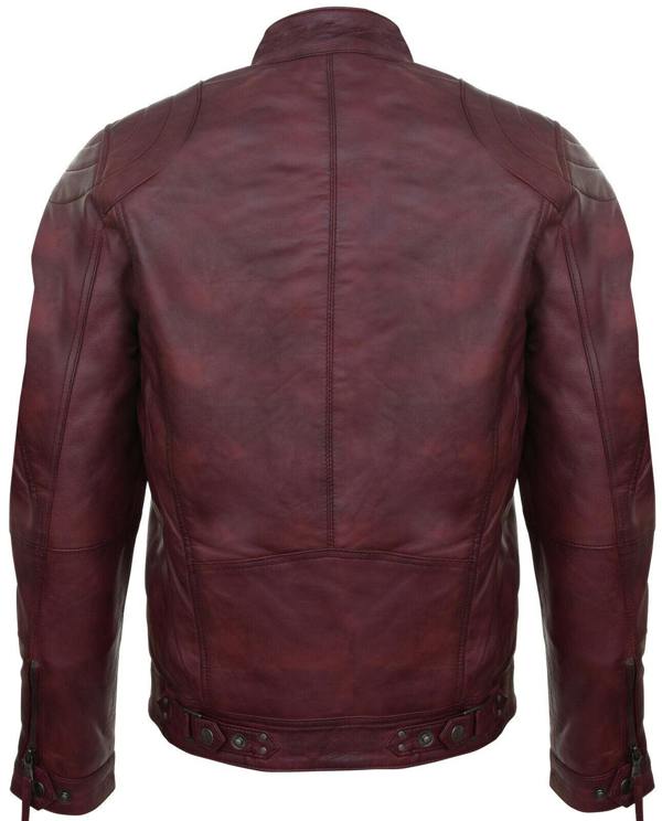 Infinity Leather Mens Leather Biker Vintage Zipped Racing Jacket