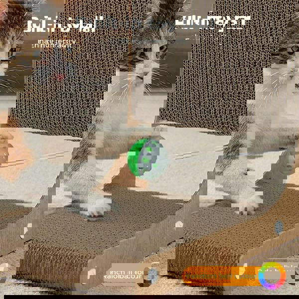 Skylos 48cm High L Shaped Cat Scratching Board with Ball Toy Wall Furniture