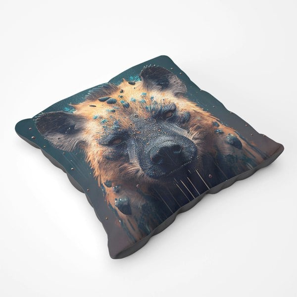 Warren Reed Hyena Face Splashart Dark Background Floor Cushion