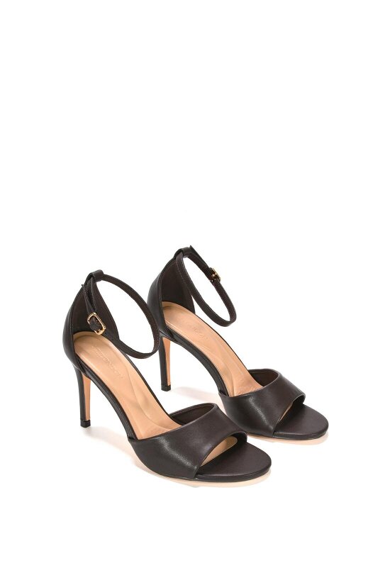 XY LONDON Stiletto Heel Open Toe Sandals With Ankle Strap