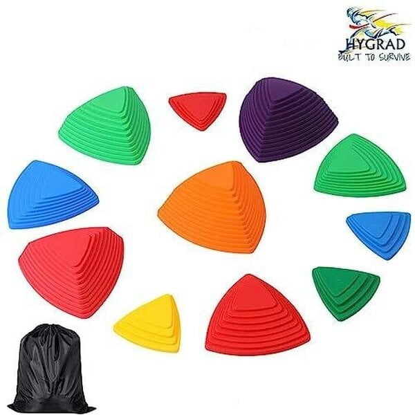 HYGRAD BUILT TO SURVIVE 11pcs Rubber Stepping Stone Game - Kids Activity Balance Stones Balance Beam Game For Children Indoor & Outdoor Kids Activity