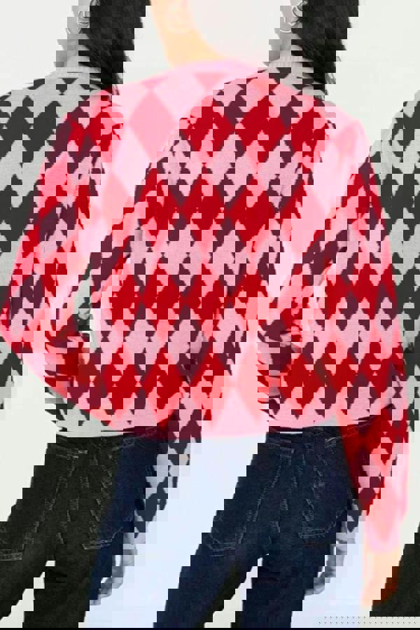 WOVCOR Crop Patterned Knit Cardigan