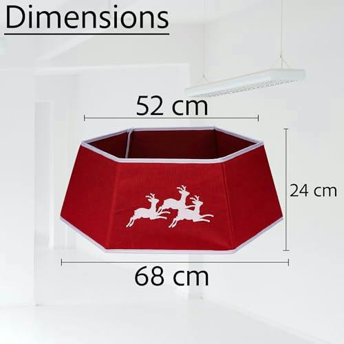 26.8 Inch Hexagonal Fabric Christmas Tree Collar Foldable Red Burlap Cover for Tree Stands image 3