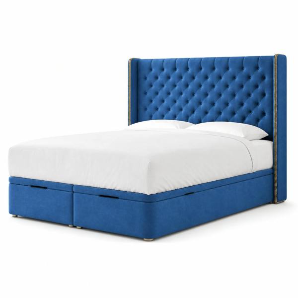 Great British Beds Barcelona Divan Ottoman Bed - Blue Plush