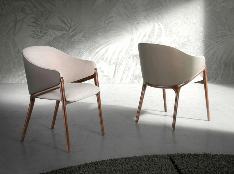 Angel Cerdá Beige Fabric and Dark Mink Leatherette Chair 4090