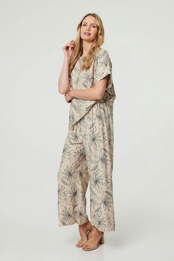 Navy | Floral Relaxed Short Sleeve Top
