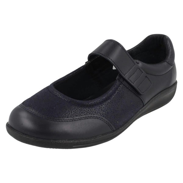 DB Shoes Ladies DB Shoes Hook and Loop Strap Casual Shoes Hamster - Navy Stretch - 2V