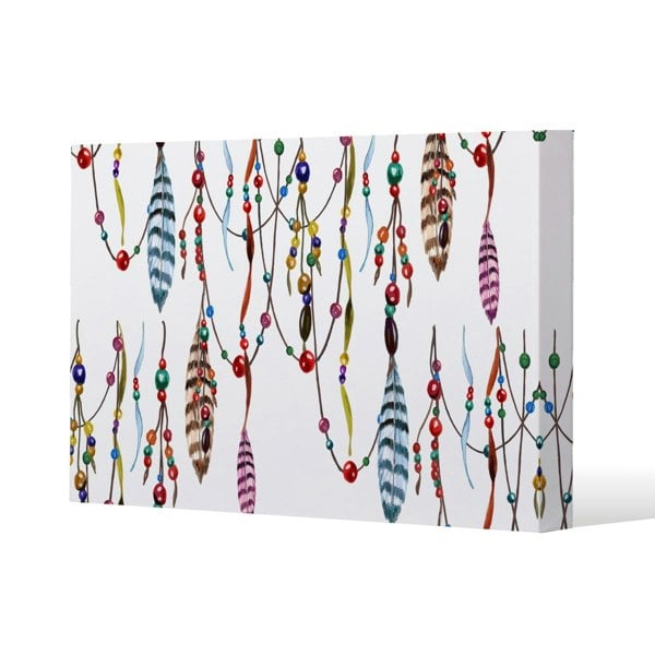 Benjamin Tate Design Ribbon & Bead Slim Style Canvas Print  75x100cm , 15mm Slim Real wood.