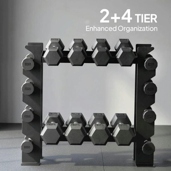 4-Tier Dumbbell Rack, Heavy-Duty Weight Rack for Dumbbells, Kettlebells and Multiple Balls, 200 KG Capacity, Black