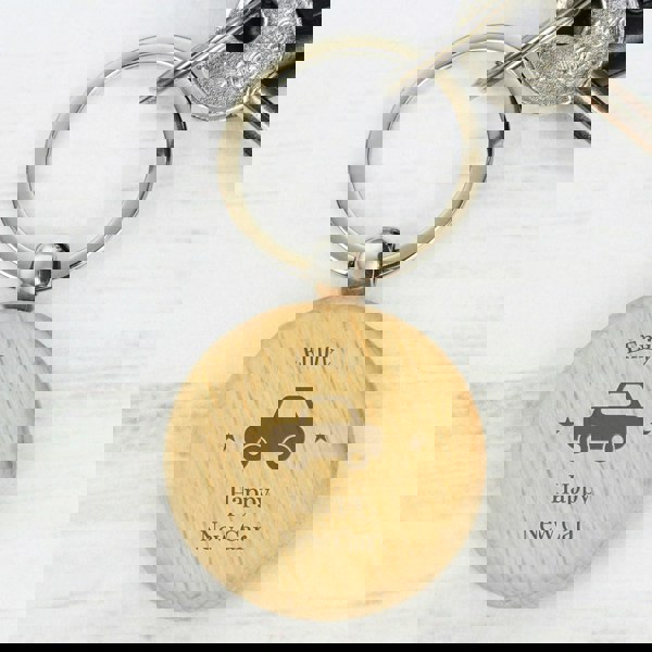 Personalised Memento Company Personalised 'Car Motif' Wooden Keyring