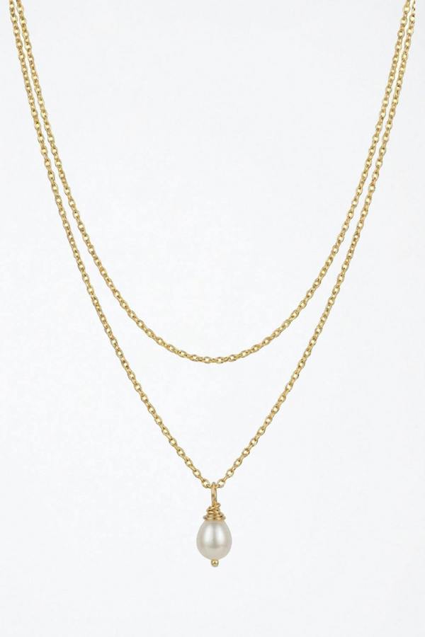 Serla Gold Plated Pearl Layered Necklace
