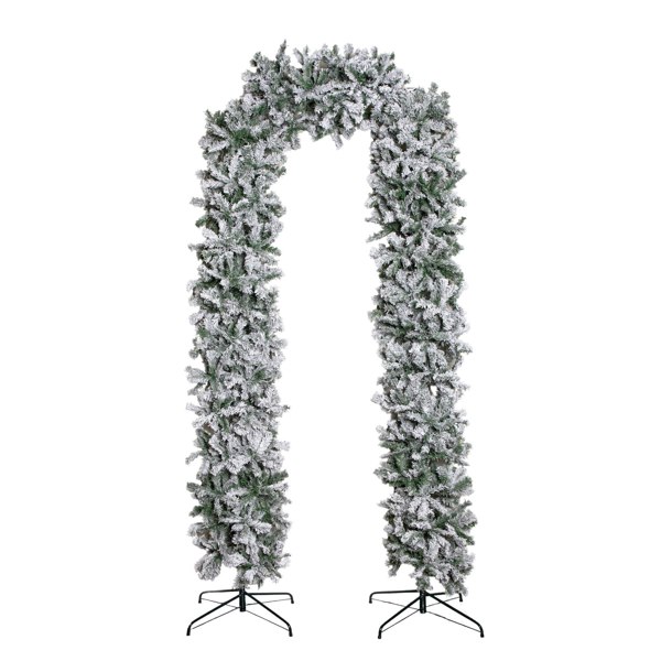 Samuel Alexander 8ft (2.52m) Slimline Single Door Artificial Snow Flocked Christmas Tree Arch in Green with 2000 Tips