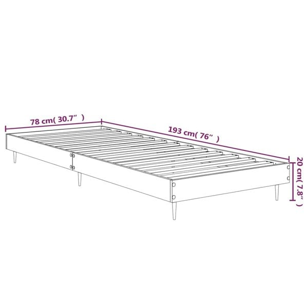 Berkfield Bed Frame Sonoma Oak 75x190 cm 2FT6 Small Single Engineered Wood