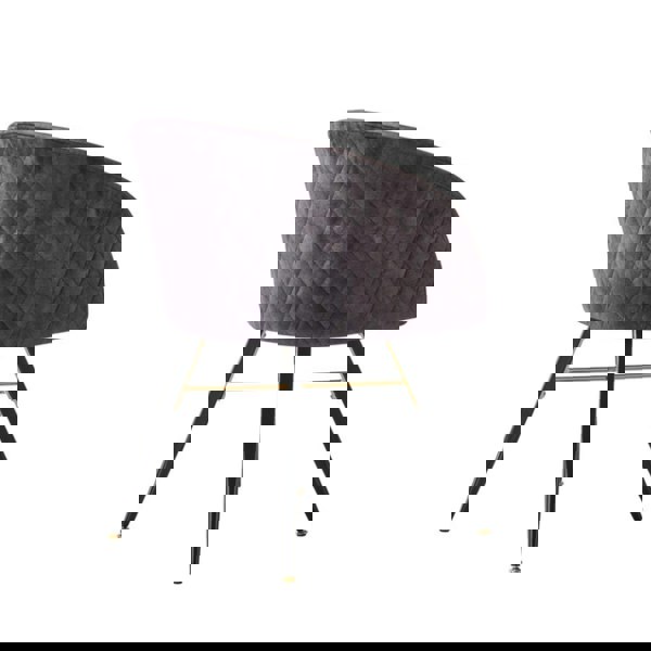 Life Interiors Single Vittorio Velvet Dining Chair with Black Metal Legs, Quilted Design Modern Accent Chair