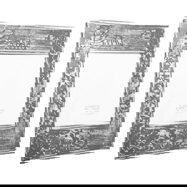 Galvanised Brushed Silver Grandkids Sentiment Picture Frame with Floral Decor Image 2