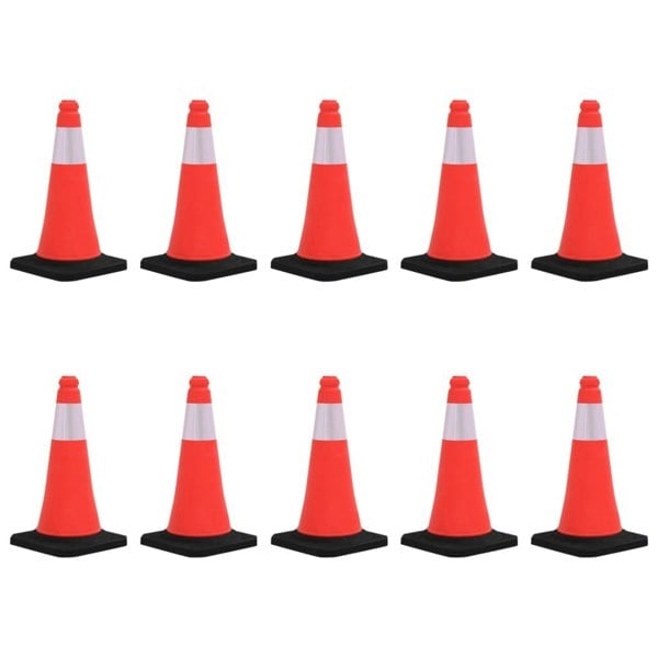 Berkfield Reflective Traffic Cones with Heavy Bases 10 pcs 50 cm