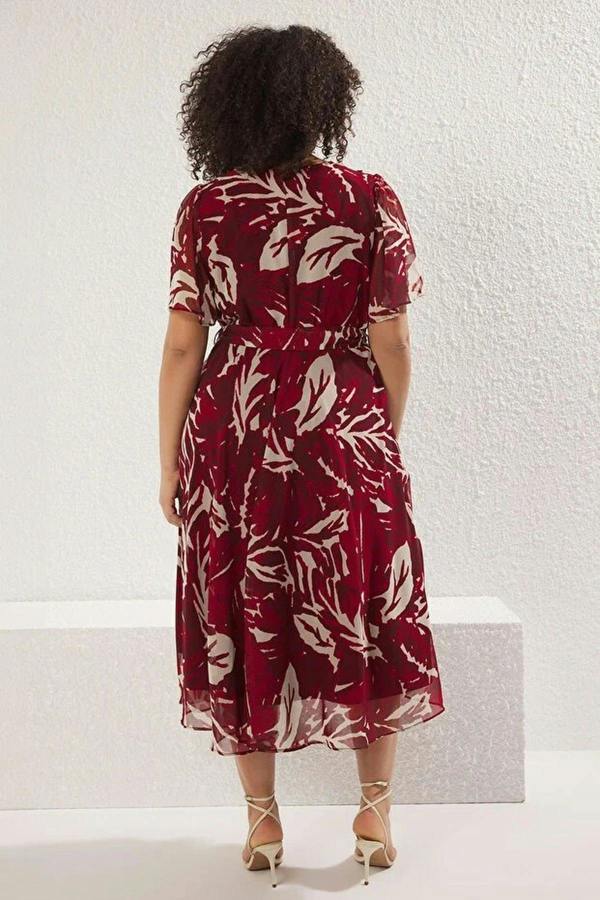 WOVCOR Patterned Chiffon Wrap Dress