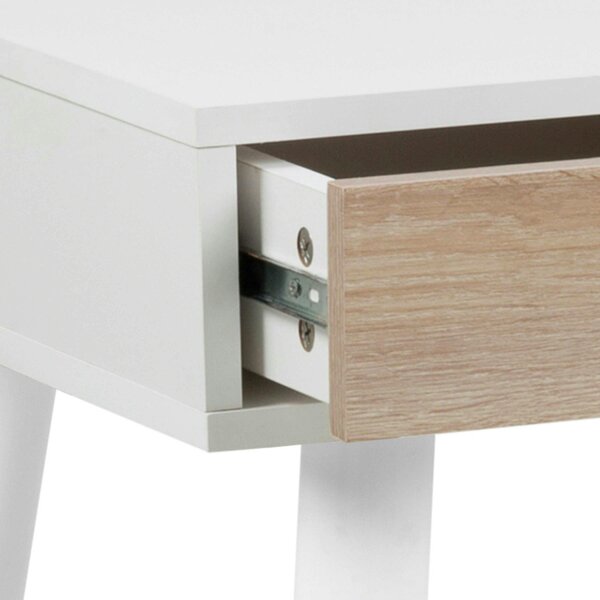 Wyld Haus Dresden White and Natural Sonoma Wood Office Desk 3 Drawers