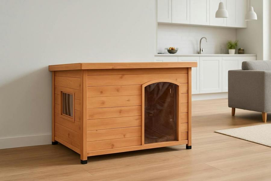Samuel Alexander Large Wooden Indoor Dog House & Pet Den with Window
