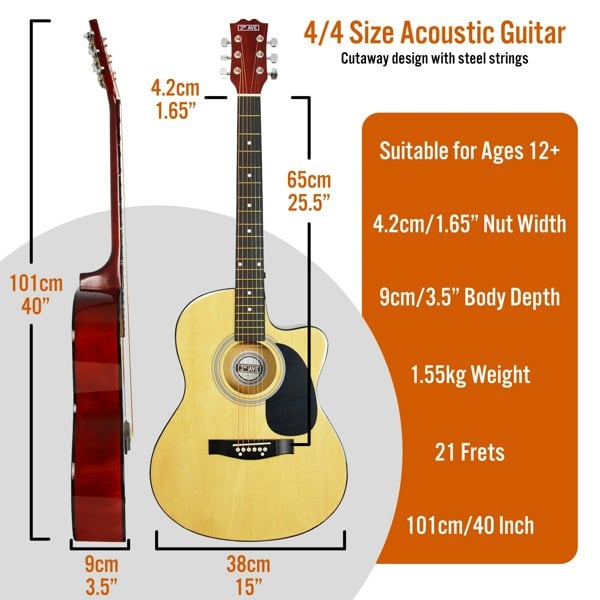 3rd Avenue Full Size Cutaway Acoustic Guitar Pack Natural Acoustic Guitars#Colour_Natural