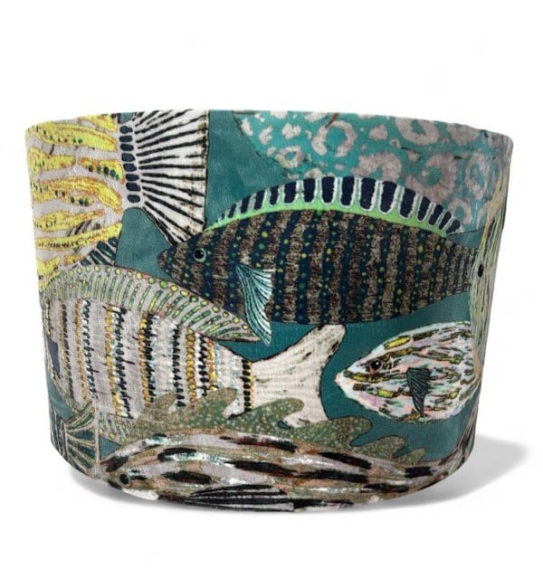 Fish Print Velvet Lampshade