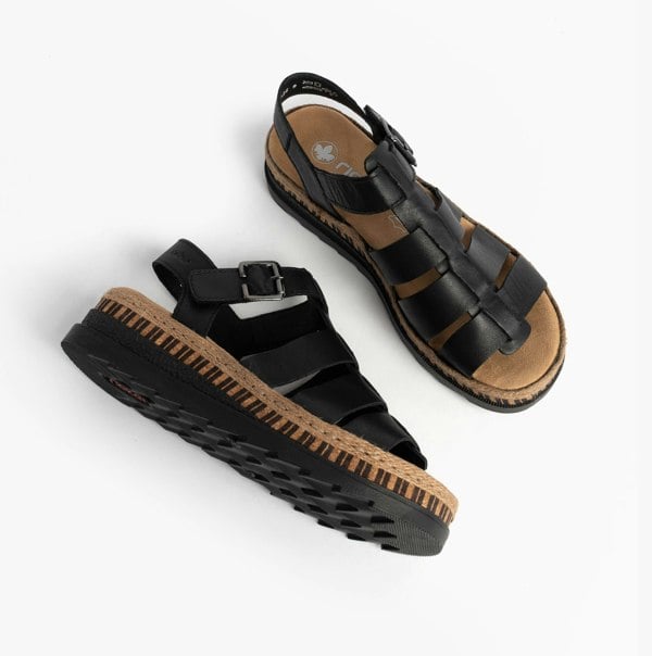 Rieker V7904-00 Womens Sandals - Black