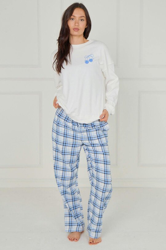 Sweet Side Cotton Pyjama Set – Blue Check