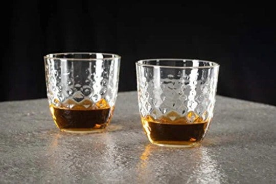 Diamante All Rounder Glasses Short Drink Tumblers ‘Slate’ – Gift Box of 2