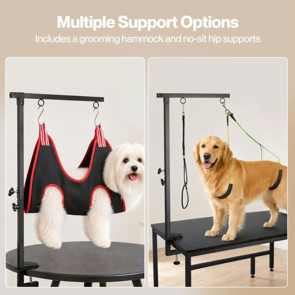 Skylos Dog Grooming Table Arm Adjustable 270° Steel Clamp Hammock for Home Black