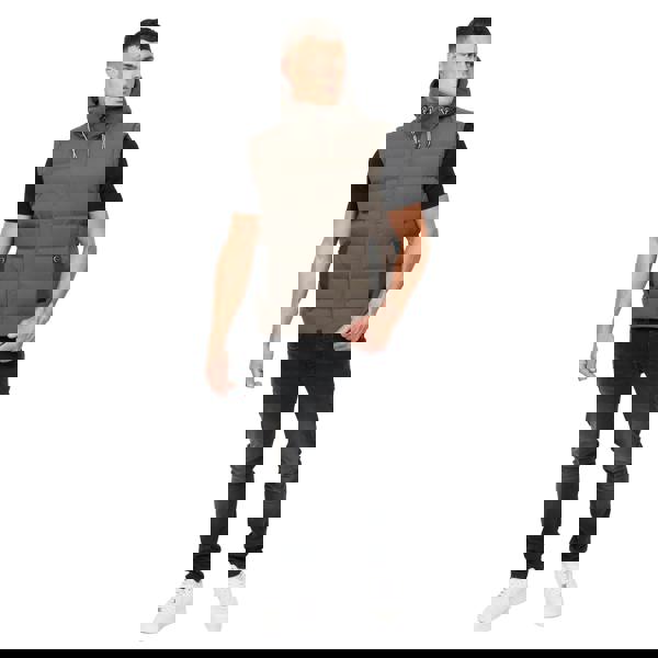 Crosshatch Mens Kampleys Embossed Padded Gilet - Deep Olive - 