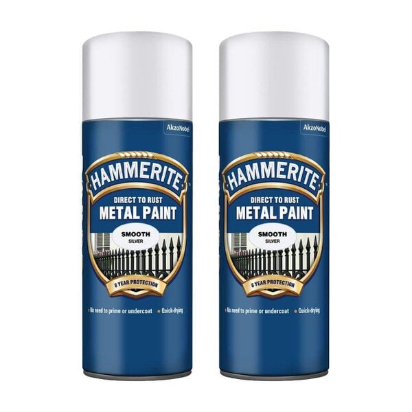 Hammerite 2X Hammerite Smooth Silver Spray Paint 400ml