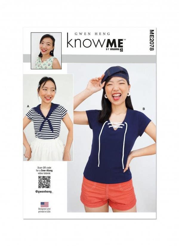 Know Me Sewing Pattern 2078, Tops for Women, H5 (6-8-10-12-14) - Easy
