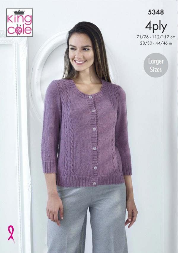 King Cole Merino Blend 4 Ply Knitting Pattern 5348, Cardigans, Slipovers, Tops for Women, 28 - 46 Inches