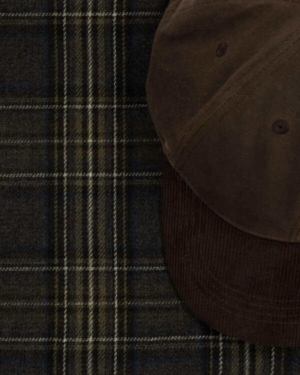 Steel & Jelly Chettle – Brown Cord & Waxed Cotton Cap and Check Scarf Set