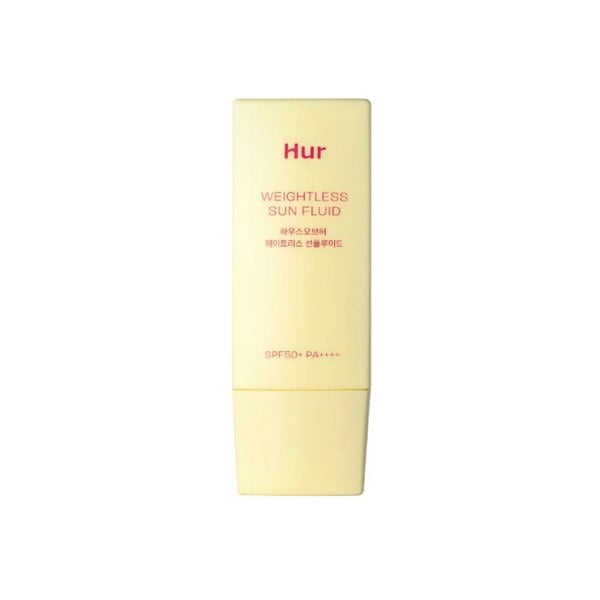 House of Hur Weightless Sun Fluid SPF 50+ PA++++ – 50ml ultra-light chemical sunscreen with a natural finish available at Atelier De Glow UK.