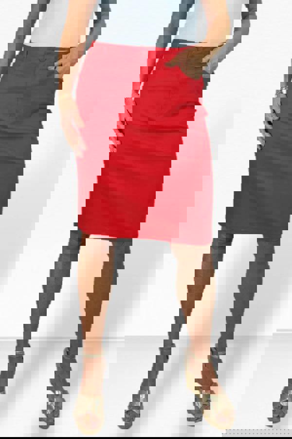 Paulo Due Women's Stretch Cotton Pencil Skirt Knee Length