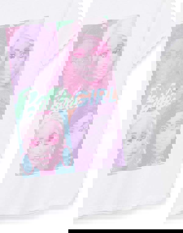 Barbie Girls White Colour Block Portrait Short Sleeved T-Shirt