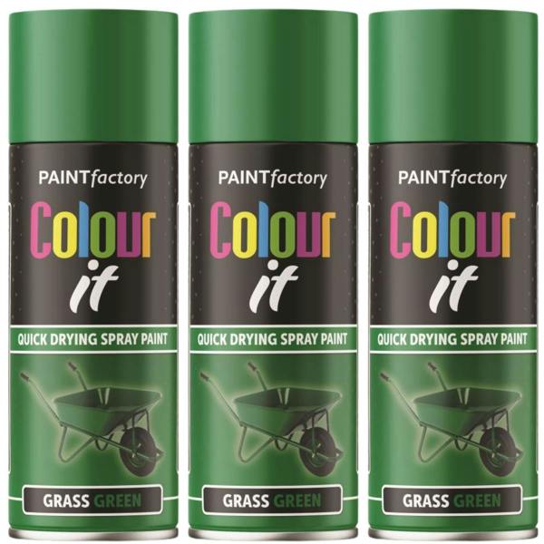 Paint Factory 3X  Grass Green Gloss Spray Paint 400ml.