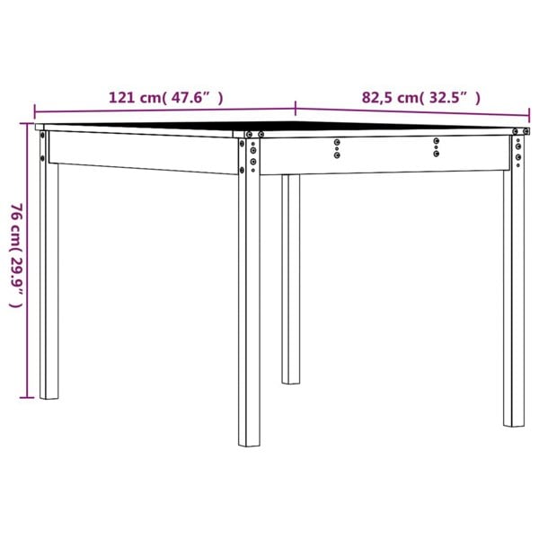 Berkfield Garden Table 121x82.5x76 cm Solid Wood Douglas