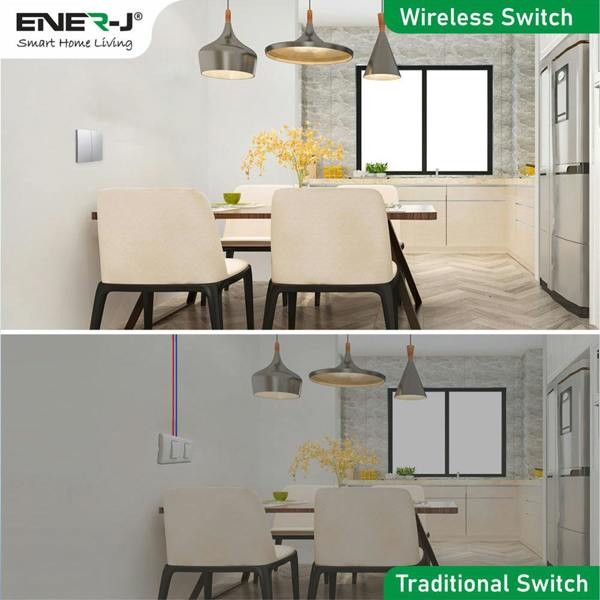 ENER-J 2 Gang Wireless Kinetic Switch Silver Body, IP55 - PRO Series