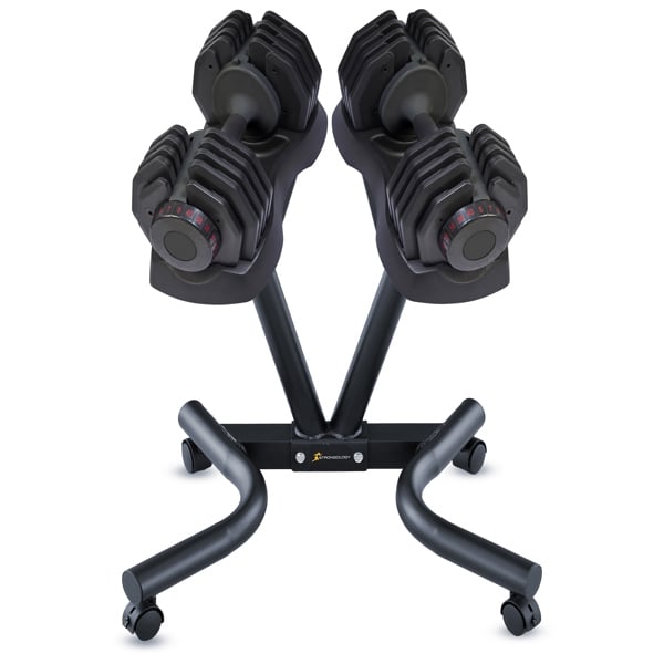 Strongology 40kg Adjustable Dumbbell Pair with Free Durable Steel Adjustable 40kg Dumbbell Floor Stand