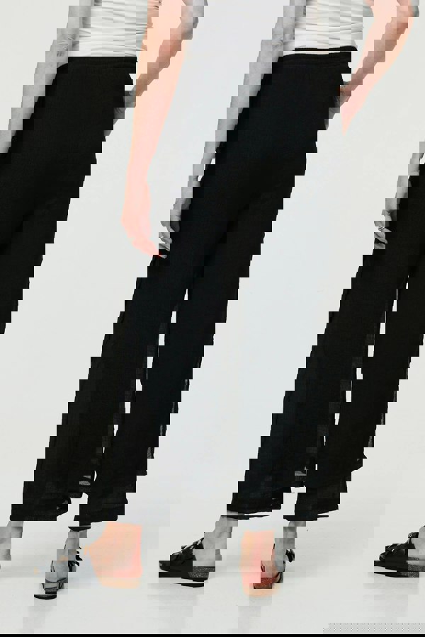 Black | High Waist Side Split Layered Trousers
